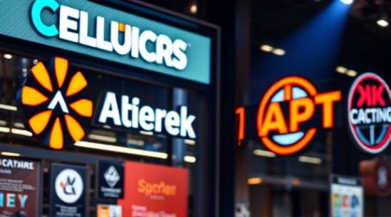 artistic promotional branding, inspiring, developing brand identity, photorealistic, creative agency with bold art displays, highly detailed, rotating logos, 50mm, artistic color spectrum, dynamic spotlighting, captured with a Canon EF 24mm f/1.4L II USM