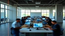 holistic promotional branding, coordinated, creating unified brand image, photorealistic, integrated office space with collaborative teams, highly detailed, synchronized movements, 70mm, brandcentric colors, soft morning light, shot with a Zeiss Otus 55mm f/1.4
